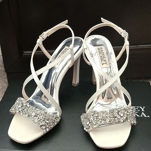 Badgley Mischka Elana White Satin Heel